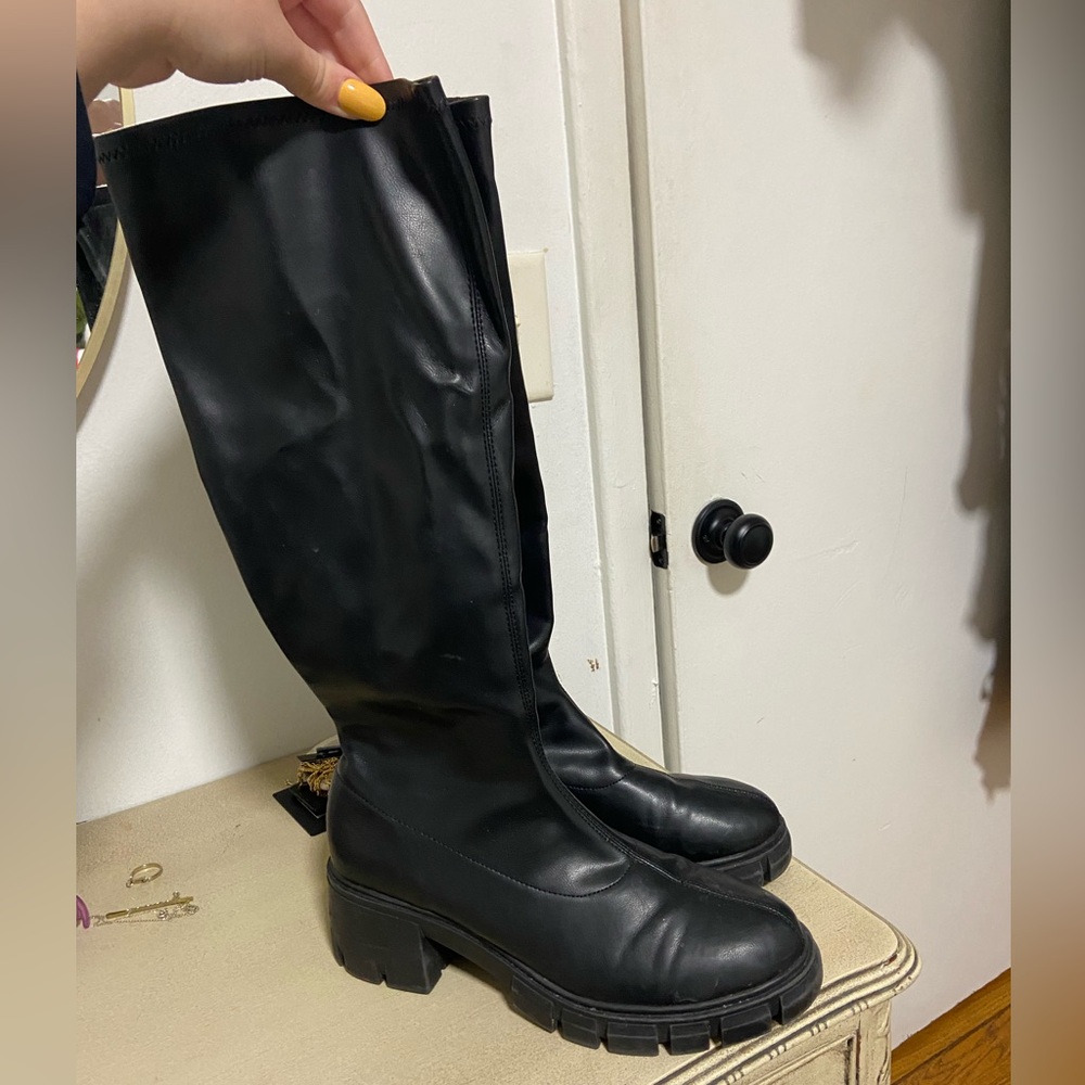 Black knee high boots